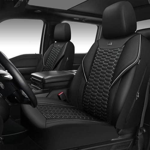 CAR PASS 3D Foam Mesh Leather Car Seat Covers Front Seats Air Cool Mesh Front Seat Covers for Car Universal Fit for SUV Truck Sedan Automotive Armrest Airbag Compatible Black and Gray - Image 1