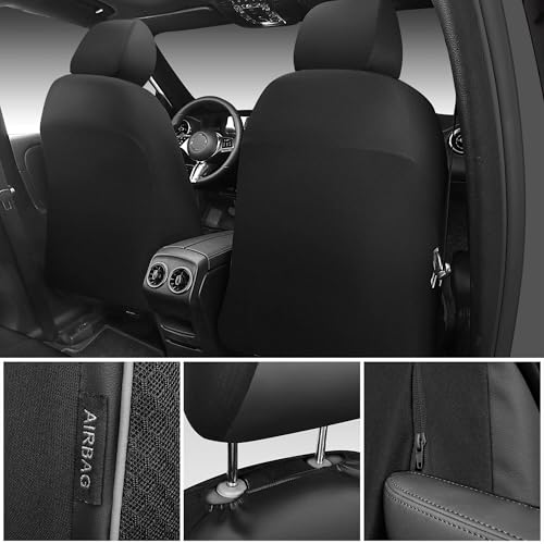 CAR PASS 3D Foam Mesh Leather Car Seat Covers Front Seats Air Cool Mesh Front Seat Covers for Car Universal Fit for SUV Truck Sedan Automotive Armrest Airbag Compatible Black and Gray - Image 4