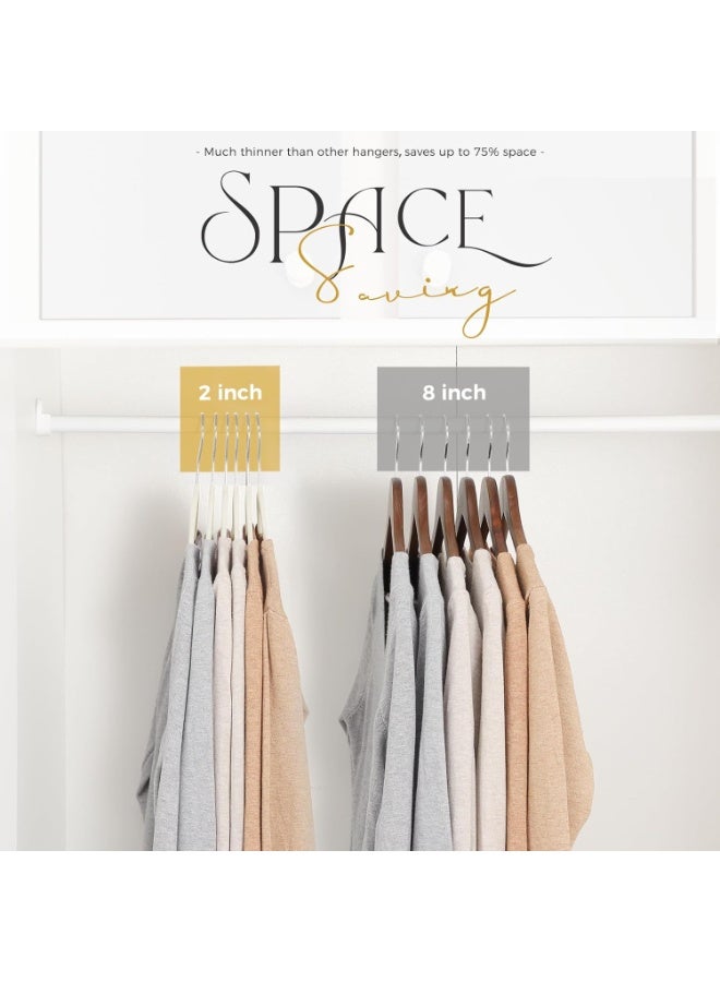 BLOOMING TIME 50 Pack Velvet Clothes Hangers, Non-Slip Space Saving Slim Hangers with 360° Swivel Hook, Heavy Duty Coat Hangers for Shirts, Suits, Dresses, Pants & Jackets, Ivory - Image 3