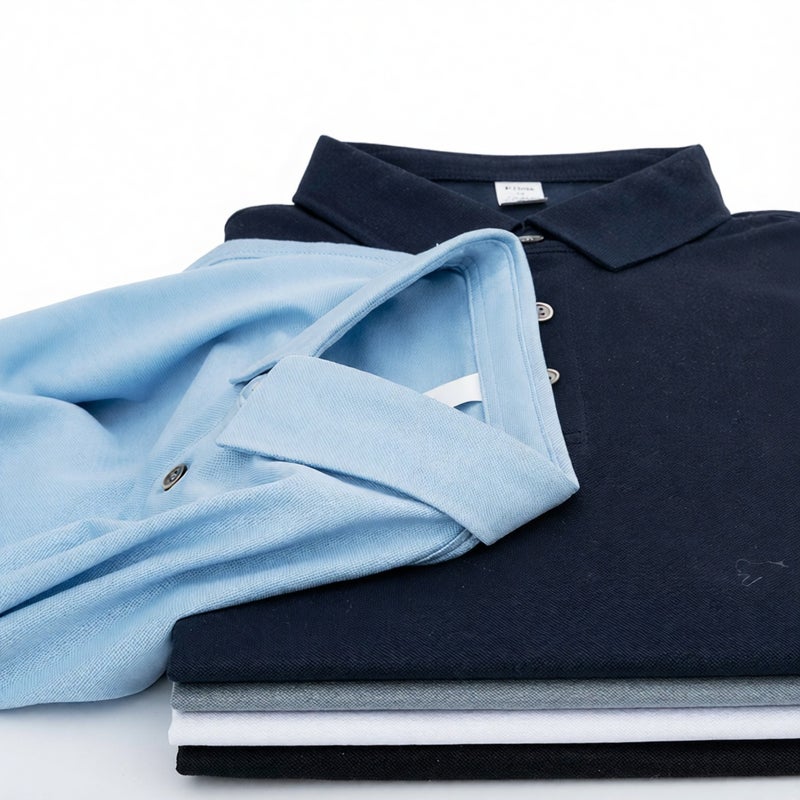 Men's Silk Blend Short Sleeve Polo Shirt with Collar Casual Wrinkle-Resistant Summer Top