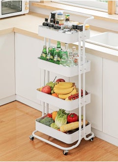 Meetion 4-Tier Full Metal Rolling Cart, Mobile Utility Cart with Lockable Wheels, Bathroom/Kitchen Cart Organizer Storage Cart Trolley with Handle for Landry/Snack/Book/Craft/Cleaning (4 Tier, Random Color)  - Image 1