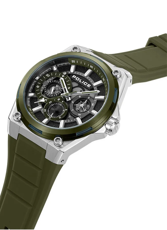 POLICE Salkantay Gents Chronograph Watch With Black Dial & Olive Strap -PEWJQ2203242