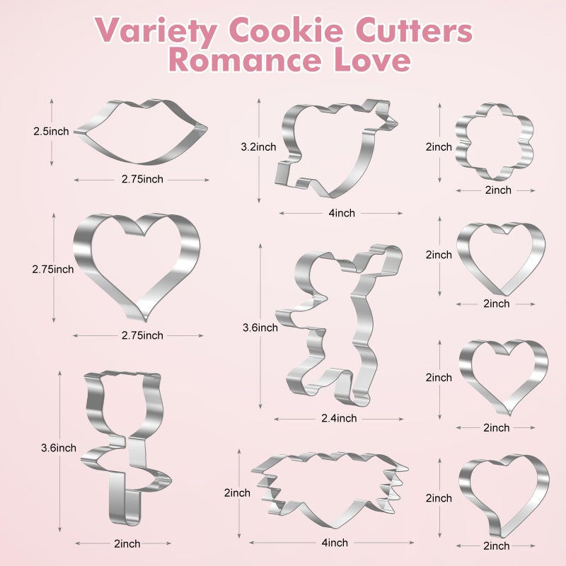 NPET Valentines Cookie Cutters for Kids  10Pcs Heart-Shaped DIY Uncrustable Sandwich Cutters  Press for Adorable Peanut Butter & Jelly Sandwiches - Creative Valentine's Lunch Ideas for Kids - Image 2