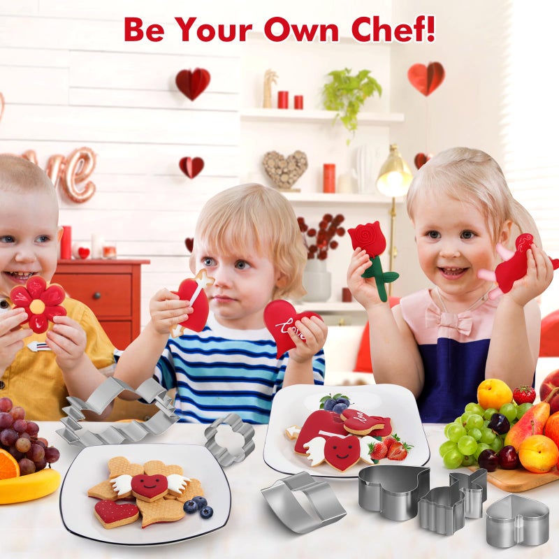 NPET Valentines Cookie Cutters for Kids  10Pcs Heart-Shaped DIY Uncrustable Sandwich Cutters  Press for Adorable Peanut Butter & Jelly Sandwiches - Creative Valentine's Lunch Ideas for Kids - Image 3