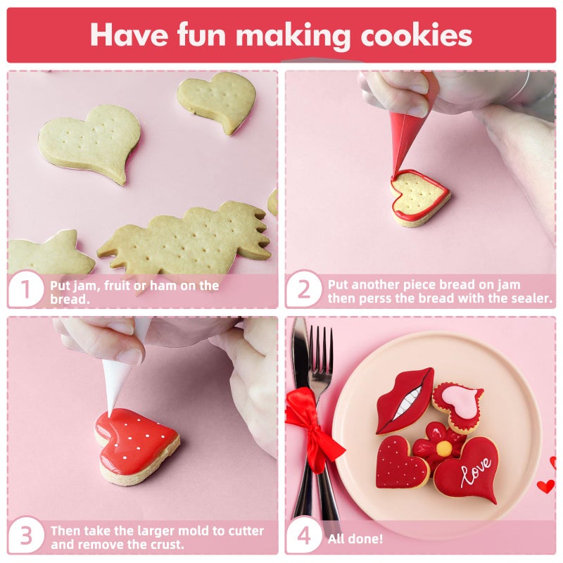 NPET Valentines Cookie Cutters for Kids  10Pcs Heart-Shaped DIY Uncrustable Sandwich Cutters  Press for Adorable Peanut Butter & Jelly Sandwiches - Creative Valentine's Lunch Ideas for Kids - Image 4