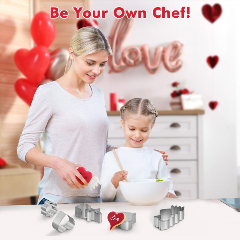 NPET Valentines Cookie Cutters for Kids  10Pcs Heart-Shaped DIY Uncrustable Sandwich Cutters  Press for Adorable Peanut Butter & Jelly Sandwiches - Creative Valentine's Lunch Ideas for Kids - Image 1