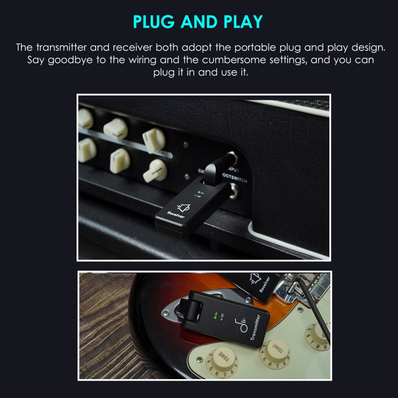 SKYFOX M-VAVE WP-8 Wireless Transmission System 2.4G Rechargeable Electric Guitar Receiver & Transmitter Built-in Battery 3.5mm & 6.35mm Plug for Guitar Bass - Image 2
