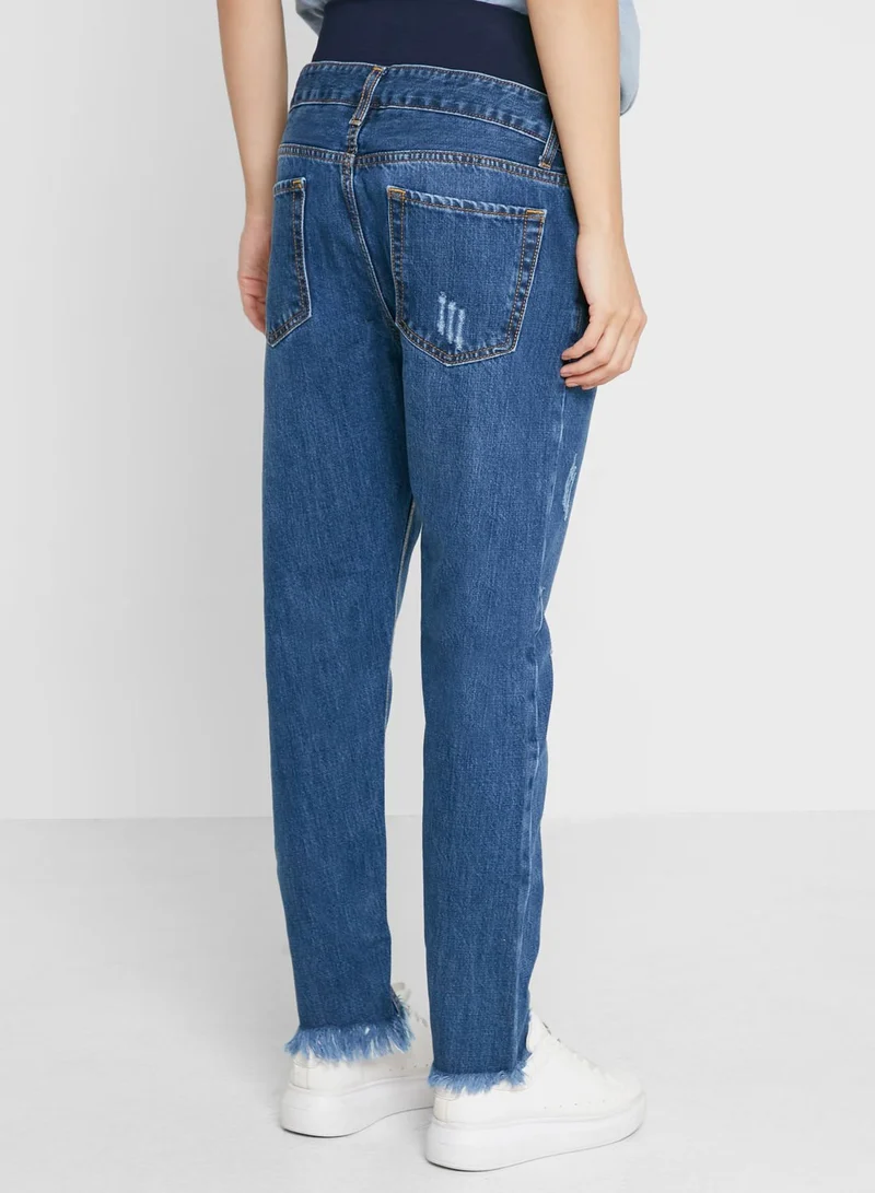 Oh9shop High Waist Boyfriend Jeans