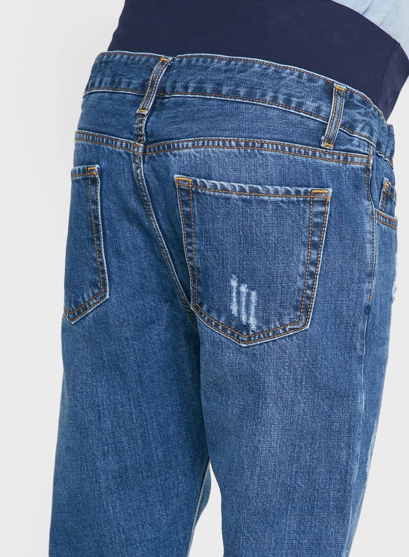 Oh9shop High Waist Boyfriend Jeans