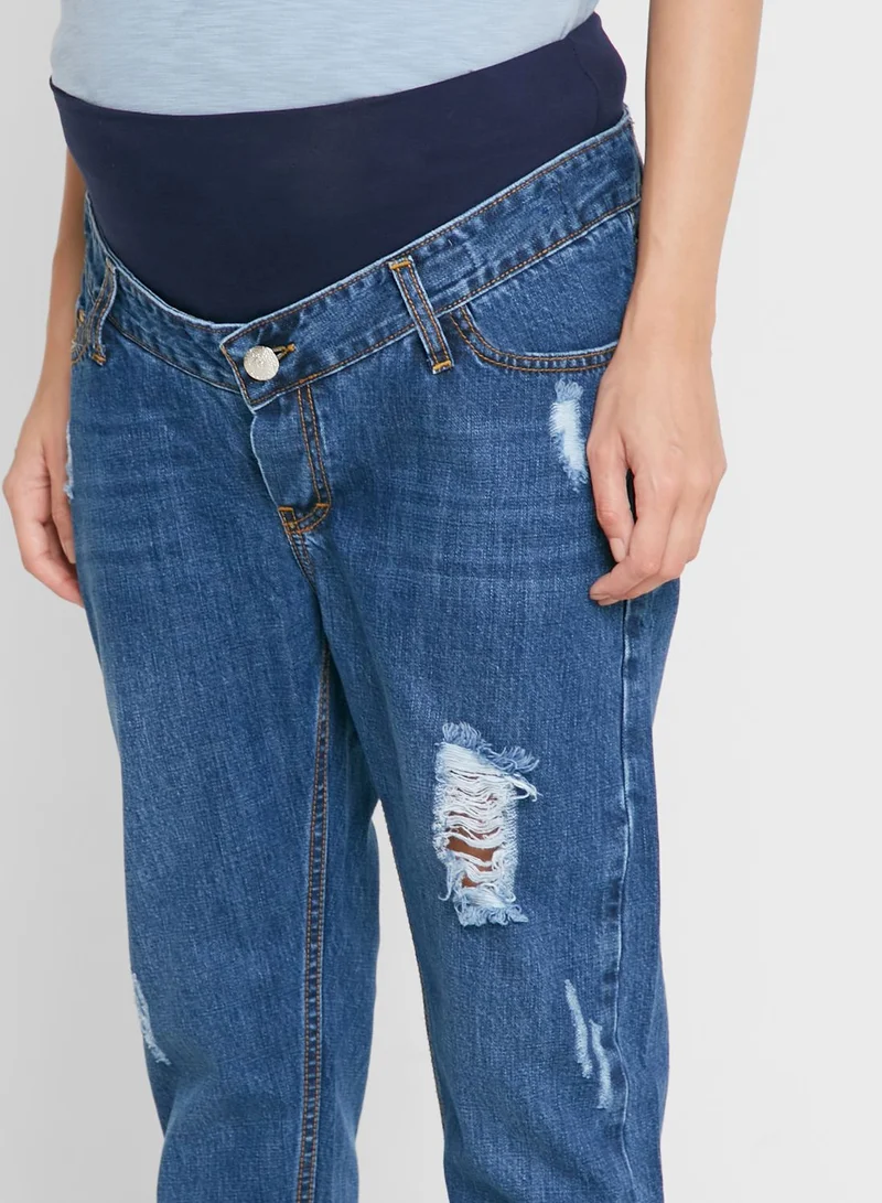 Oh9shop High Waist Boyfriend Jeans