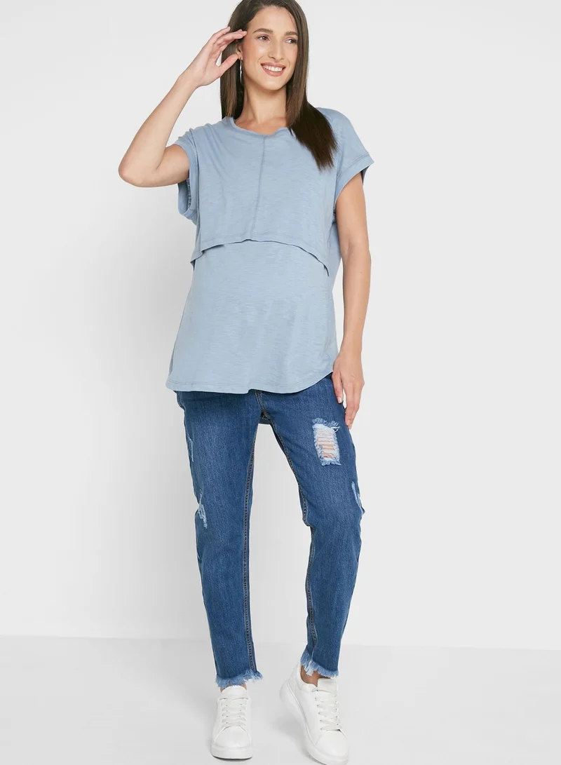 Oh9shop High Waist Boyfriend Jeans