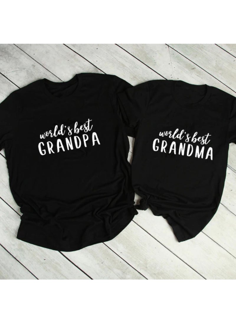 Matching Family Outfits تي شيرت أسود مطبوع عليه أفضل جدة وأفضل جد  - Image 3