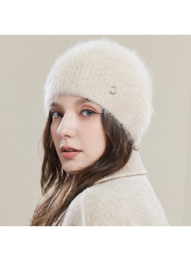 JIUMU Women's Winter Fashion Versatile Warm Knitted Beanie, Ladies Autumn Winter Slimming Face Knitted Hat, Winter Hat - Image 3