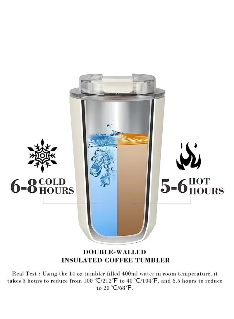 smeg Travel Coffee Mug, 550ml Insulated Beverage Cup With Leakproof Lid, Long Lasting Coffee Tumbler With Lid And Straw, Travel Coffee Thermos White - Image 5