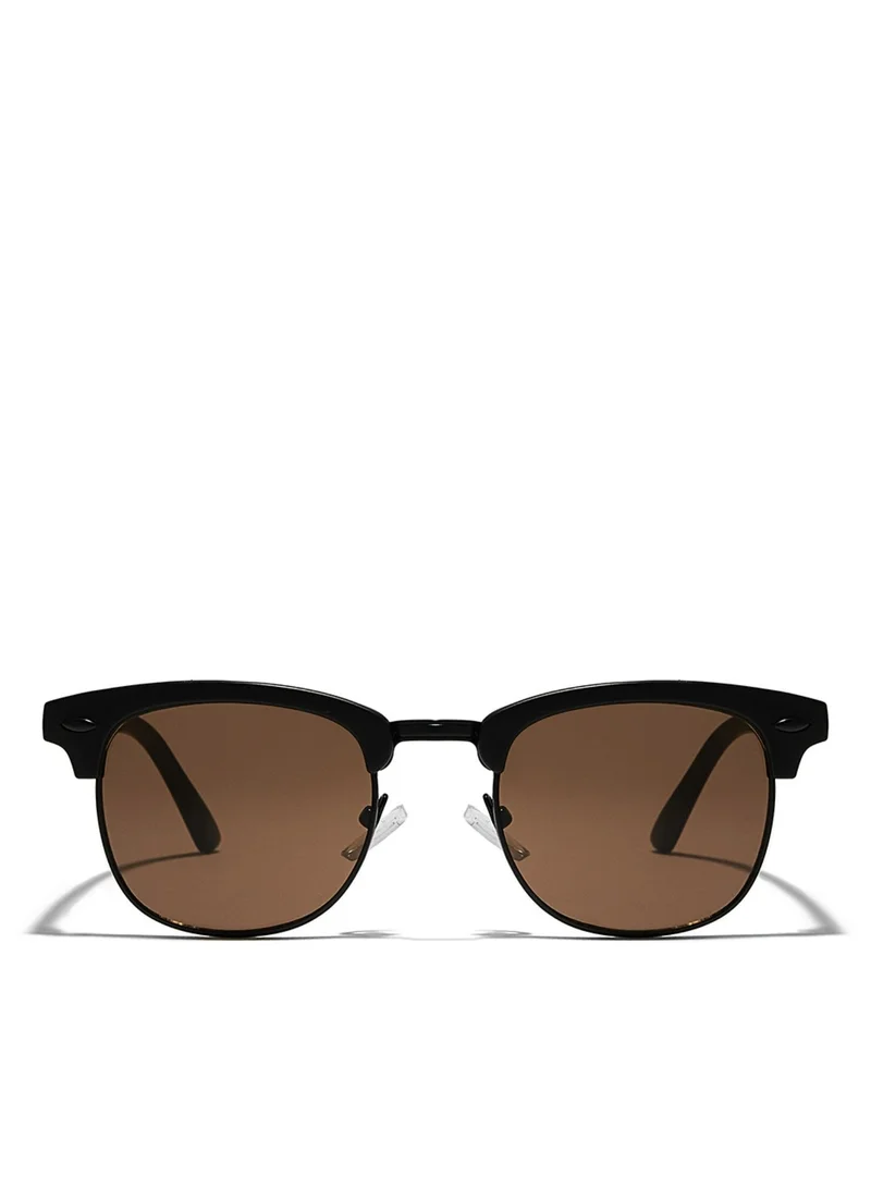 Blackout BlackOut by eyewa Linea Unisex Round Sunglasses, Black/Brown