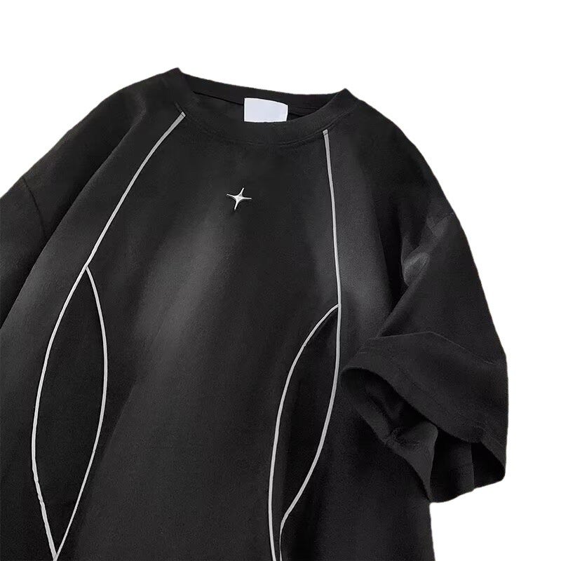 Design Sense Of Short Sleeve T-Shirt Men'S 2024 Loose Casual Crew Neck Jacket Five Sleeve Shirt A Generation Of Hair - Image 5