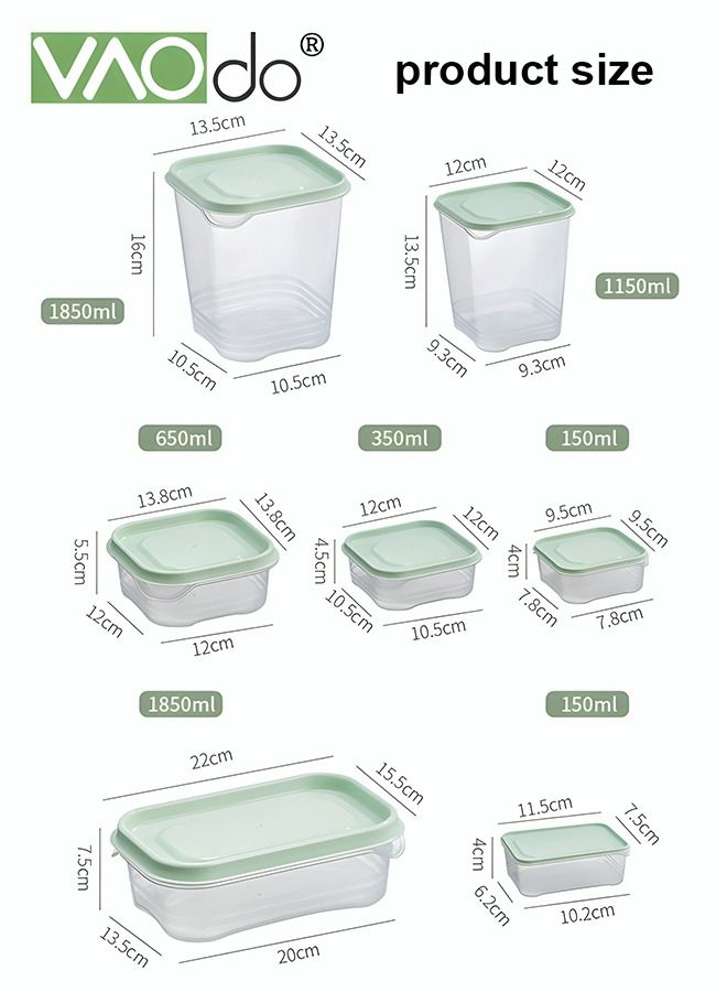 فاو دو 17 قطعة  محكم حاوية تخزين المواد الغذائية مجموعة BPA الحرة واضحة من البلاستيك المطبخ والمخزن منظمة علب تخزين المواد الغذائية مربع الأخضر - Image 2