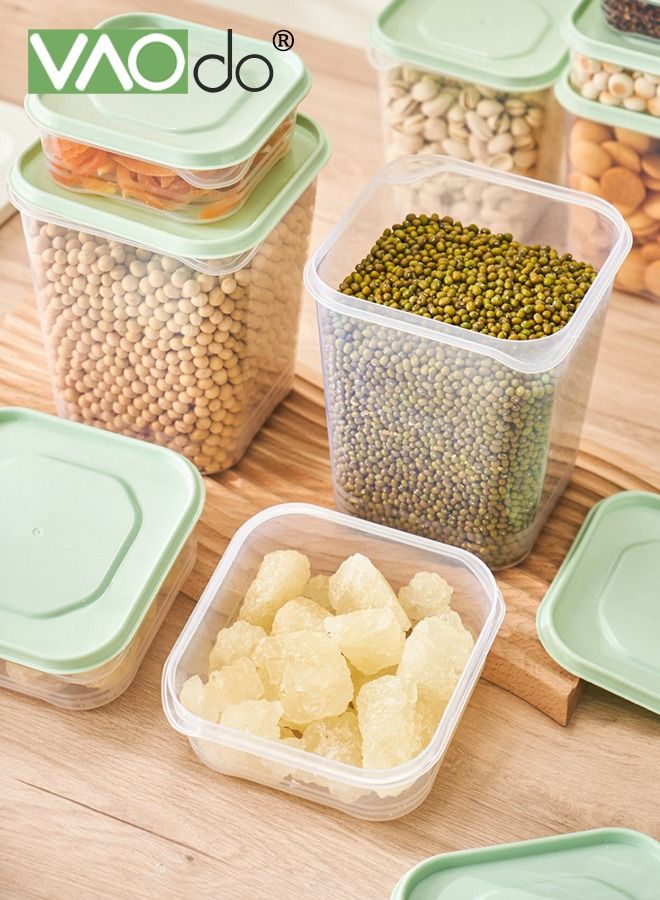 فاو دو 17 قطعة  محكم حاوية تخزين المواد الغذائية مجموعة BPA الحرة واضحة من البلاستيك المطبخ والمخزن منظمة علب تخزين المواد الغذائية مربع الأخضر - Image 4