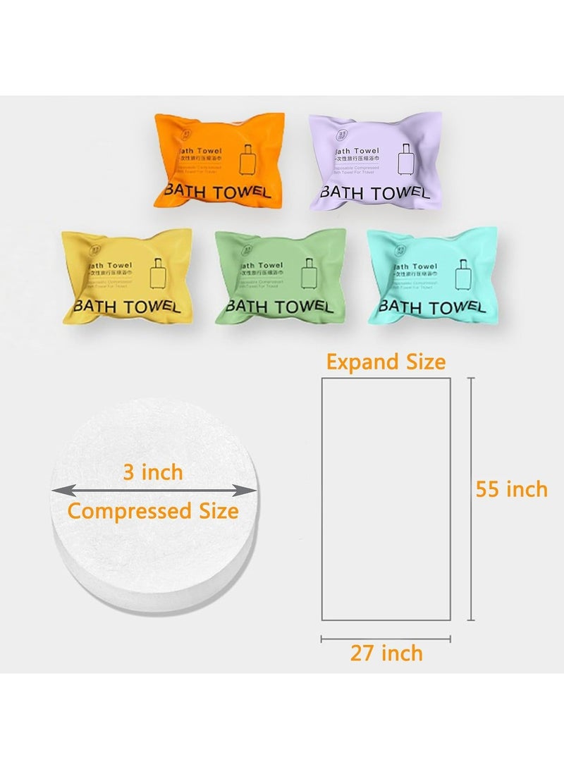 CMGTYYD 5 PCS Compressed Bath Towel,140 x 70 cm Large Reusable Disposable Bath Towels Soft Absorbent Body Bath Towels Individually Packed Bath Towels Cotton Bath Towels for Camp Sports Trip-Multicolor - Image 2
