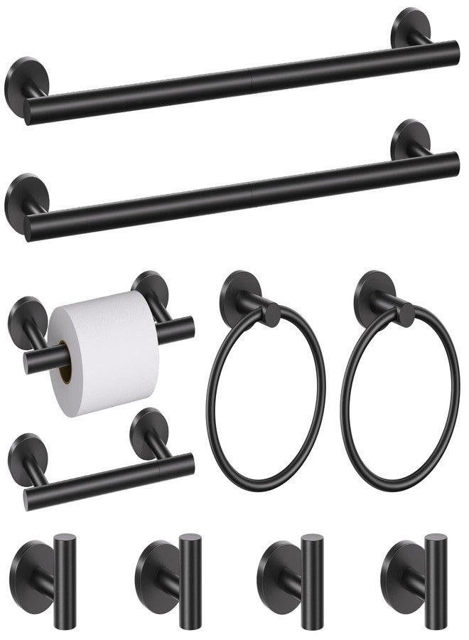soaez 10 Pieces Matte Black Towel Bar Set, Black Bathroom Hardware Set Toilet Paper Holder Towle Racks for Bathroom Upgraded Stainless Steel Bathroom Towel Holder Set Bathroom Accessories - Image 1