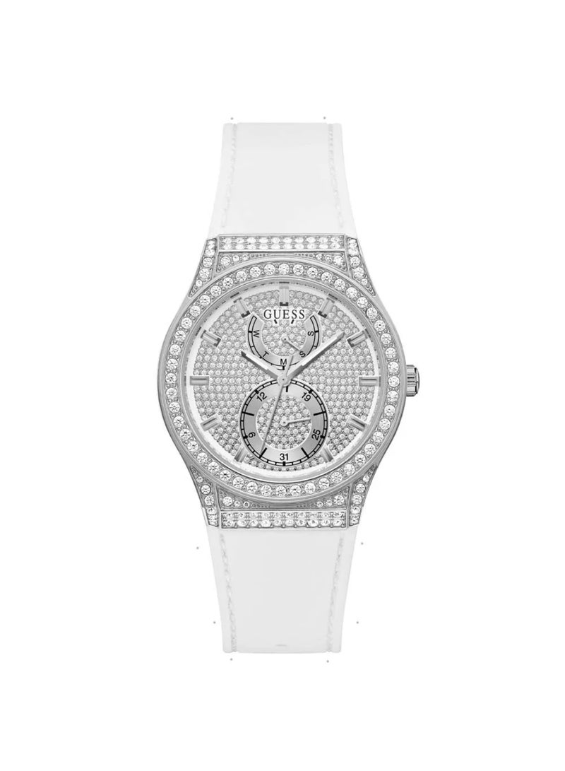 GUESS ساعة جيس النسائية متعددة الوظائف بحزام أبيض - GW0439L1 - Image 1