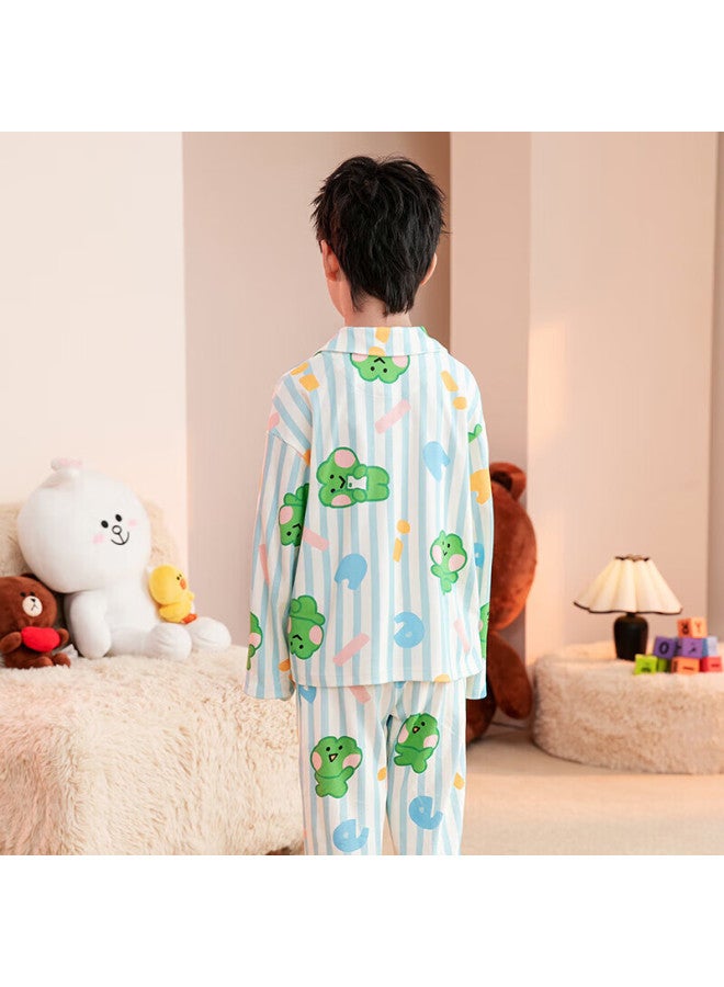 Fenton Fenteng Boys' Brown Bear Cotton Striped Pajamas For Kids, Genuine Early Autumn Big Kids Home Wear Q9fj257390078 - Image 3