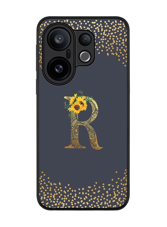 Stylizedd For vivo X200 FE / S30 Pro mini Case,Slim fit Camera Protection, Shockproof Thin Phone cover  - Custom Floral Monogram - R  (Grey ) - Image 1