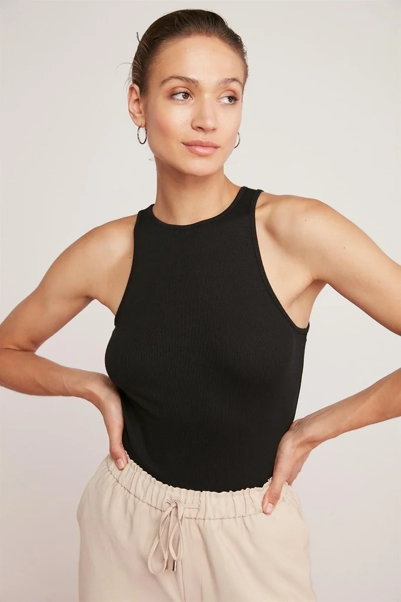 Arma Yıldız Corduroy Tank Top Halter Neck 2-Pack Black - White Women's T-Shirt