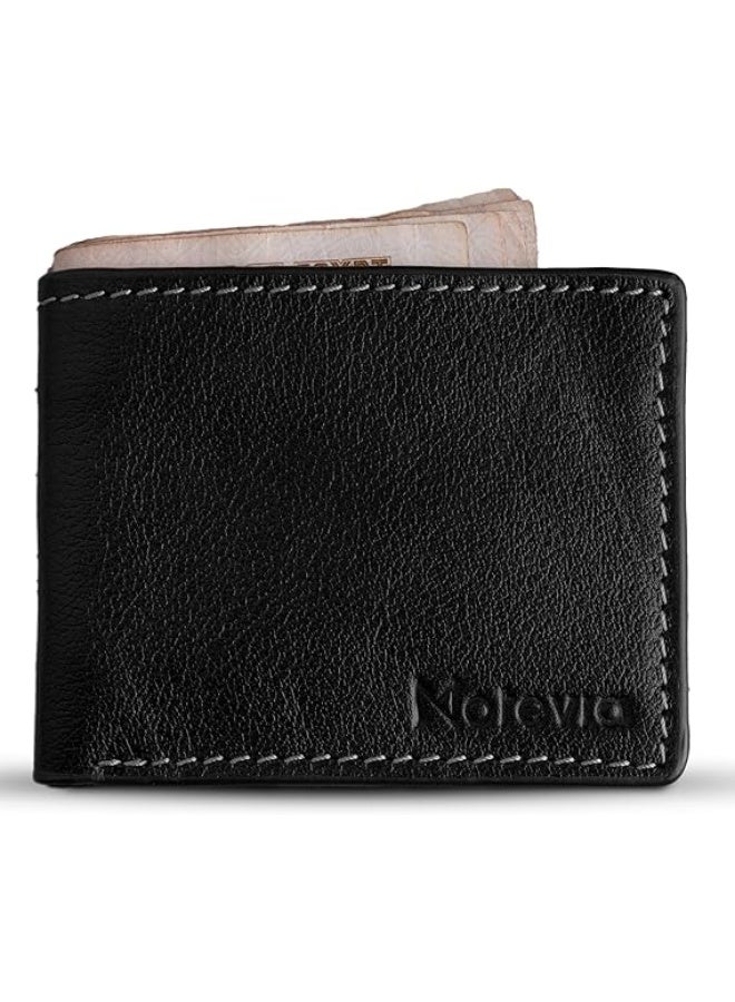 Motevia Mens Wallet Genuine Leather 100% Double Layer Wallet Card & Money Wallet for Men Genuine Leather Wallet with 5 Inner Pockets Small Wallet by Motevia - Image 1