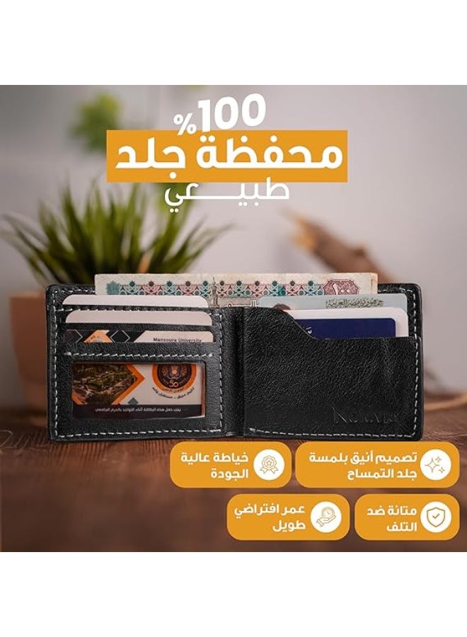 Motevia Mens Wallet Genuine Leather 100% Double Layer Wallet Card & Money Wallet for Men Genuine Leather Wallet with 5 Inner Pockets Small Wallet by Motevia - Image 5