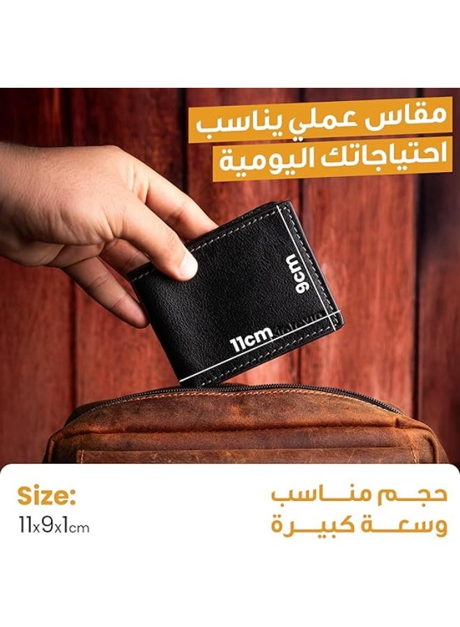 Motevia Mens Wallet Genuine Leather 100% Double Layer Wallet Card & Money Wallet for Men Genuine Leather Wallet with 5 Inner Pockets Small Wallet by Motevia - Image 4