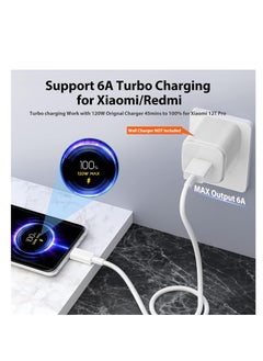 Generic 2 حزم كابل شاحن USB C 1 متر لـ Xiaomi 13T Pro، كابل شاحن سريع 120 واط 3A، 67 واط كابل شحن توربو نوع C كابل لـ Redmi Note12 Pro 1110 Pro POCO X6 X6 Pro M6 Xiaomi 13 Pro 13 12T Pro 12  - Image 5