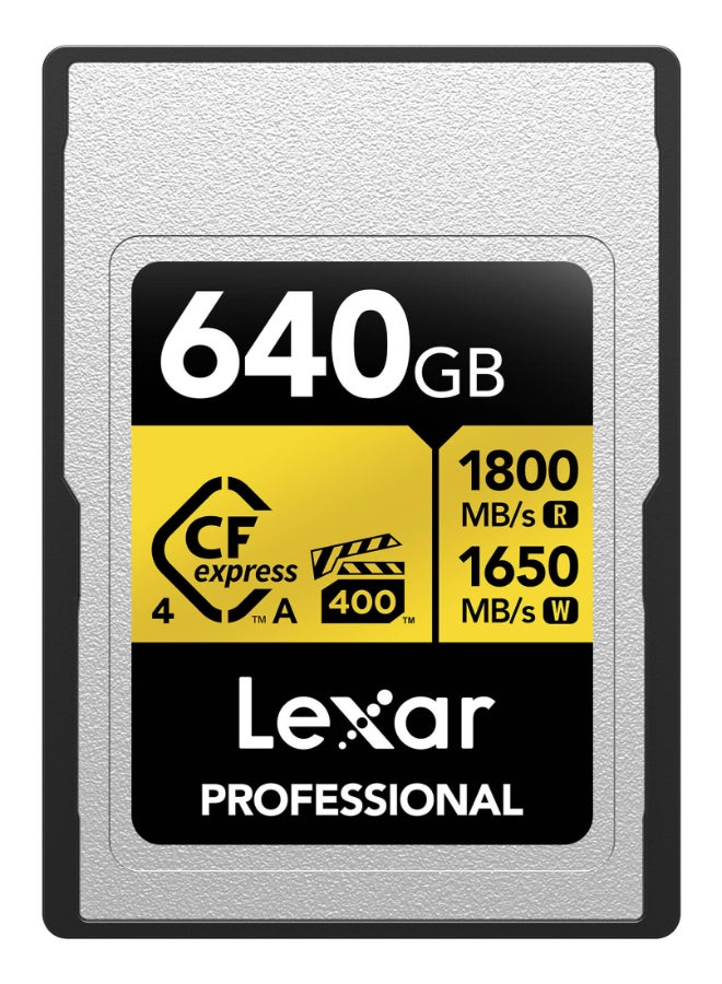Lexar 640GB Professional GOLD CFexpress 4.0 Type A Memory Card - Image 1