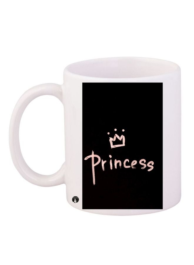 RYN Princess Printed Coffee Mug White/Black/Pink 11ounce