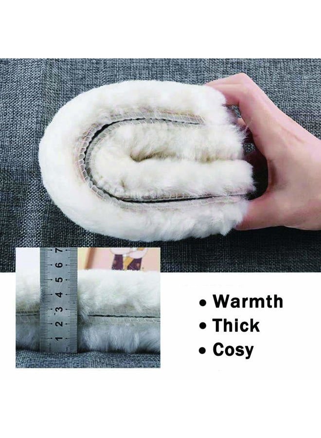 Bacophy 2 Pairs Genuine Thick Sheepskin Fleece Insoles for Women, Premium Warm Fluffy Wool Replacement Cozy Breathable Inner Soles for Shoes Boots Slippers Women Size 7 - Image 4
