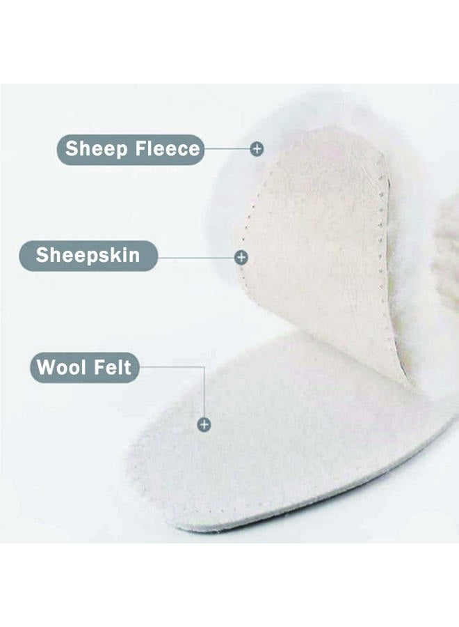Bacophy 2 Pairs Genuine Thick Sheepskin Fleece Insoles for Women, Premium Warm Fluffy Wool Replacement Cozy Breathable Inner Soles for Shoes Boots Slippers Women Size 7 - Image 3