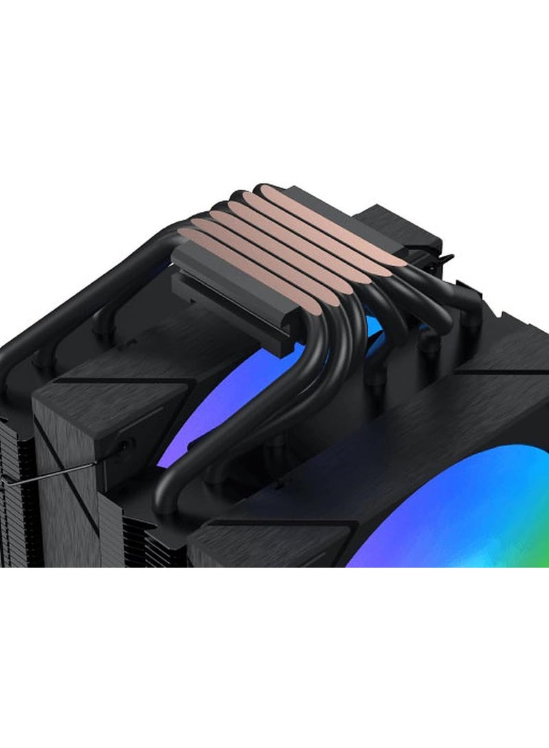 Xigmatek AK6 Dual Digital CPU Cooler, 240W, 6 Heat Pipes, Dual 120mm ARGB PWM Fans, Digital Display, Intel LGA 1851/1700 & AMD AM5/AM4, Black | EN45844 Black - Image 4