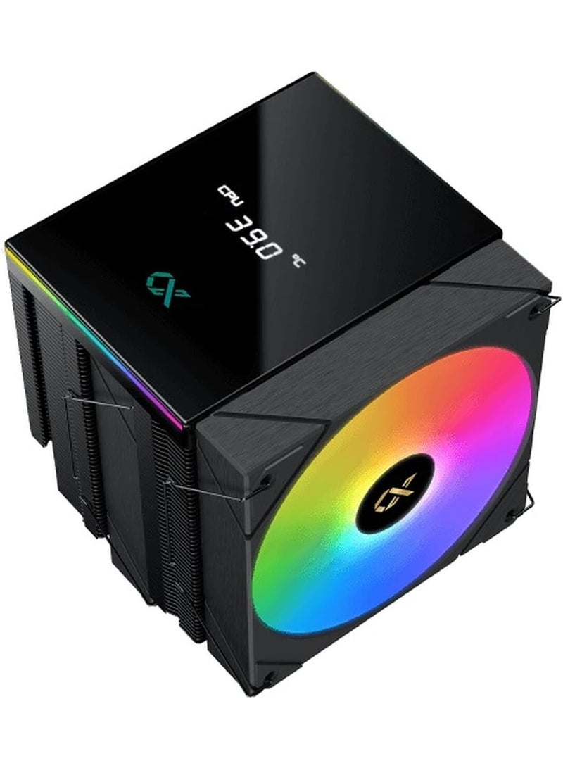 Xigmatek AK6 Dual Digital CPU Cooler, 240W, 6 Heat Pipes, Dual 120mm ARGB PWM Fans, Digital Display, Intel LGA 1851/1700 & AMD AM5/AM4, Black | EN45844 Black - Image 3
