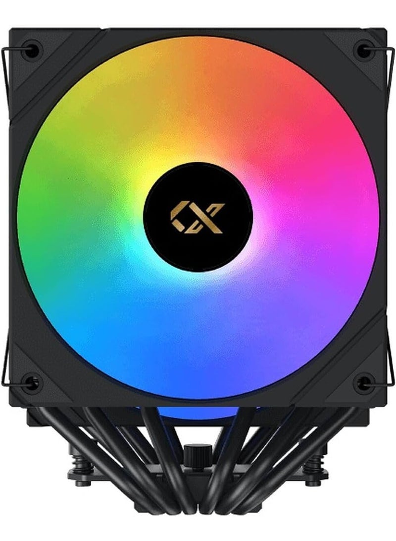 Xigmatek AK6 Dual Digital CPU Cooler, 240W, 6 Heat Pipes, Dual 120mm ARGB PWM Fans, Digital Display, Intel LGA 1851/1700 & AMD AM5/AM4, Black | EN45844 Black - Image 2