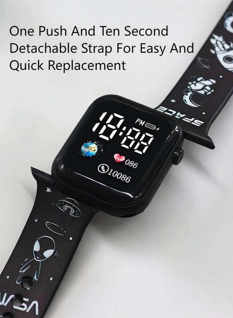 Changer 4 Pcs Kids' Square Water Resistant Silicone Digital Watch - Image 3
