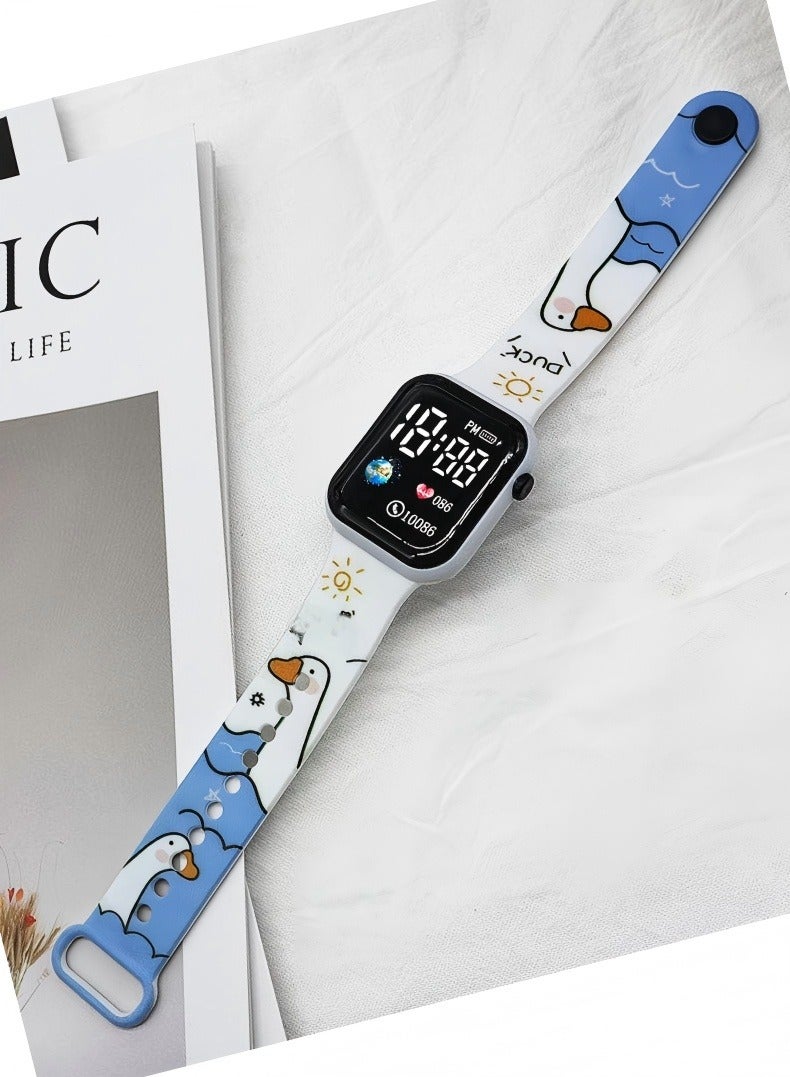 Changer 4 Pcs Kids' Square Water Resistant Silicone Digital Watch - Image 5