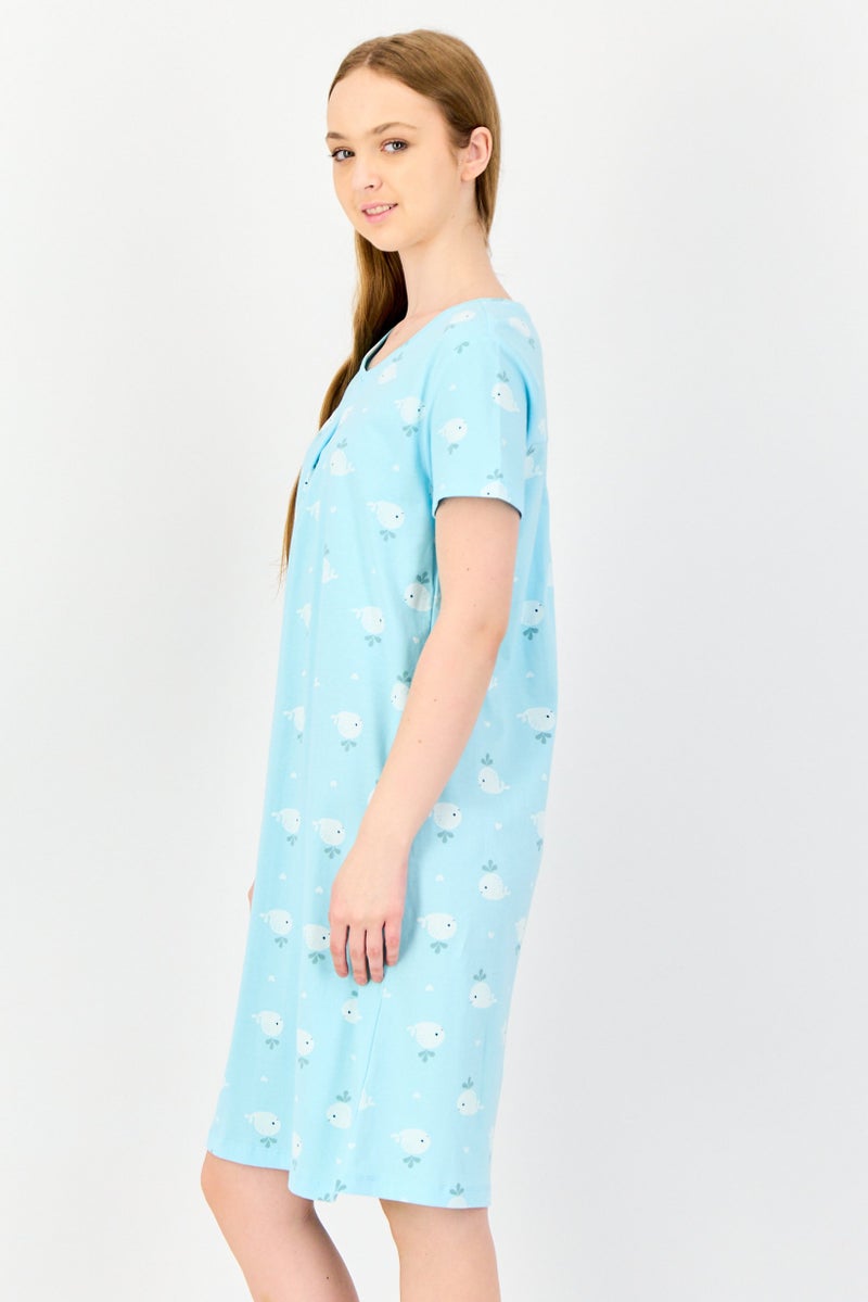 zivame Women Short Sleeve Allover Print Sleeping Dress, Multicolor - Image 4