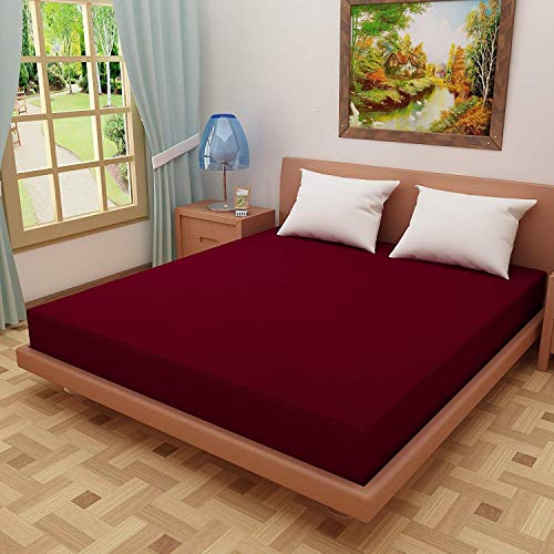 Lithara Terry Cotton Fitted Mattress Protector for Single Bed | Waterproof & Elastic Band | Ultra Soft & Hypoallergenic Mattress Cover | Size : 78 x 48 Inches (6.5 x 4 Feet) | (Maroon) - Image 2