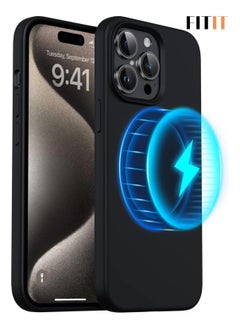 FITIT FITIT Magnetic Silicone Case for iPhone 14 Pro 6.1-Inch, Compatible with MagSafe, Black  - Image 1