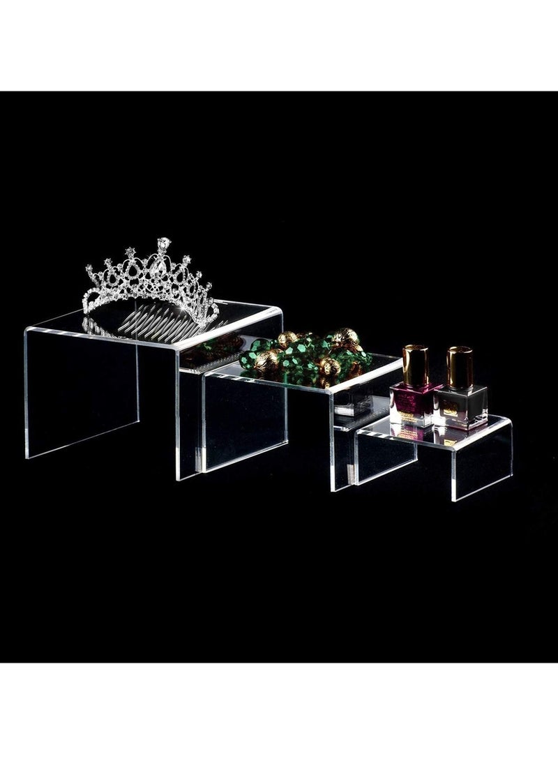 Captaintech 4 Pcs Acrylic Risers Display Clear Showcase Shelf Figures Buffets Cupcakes Jewelry Display Stands for Table Decorations - Image 2