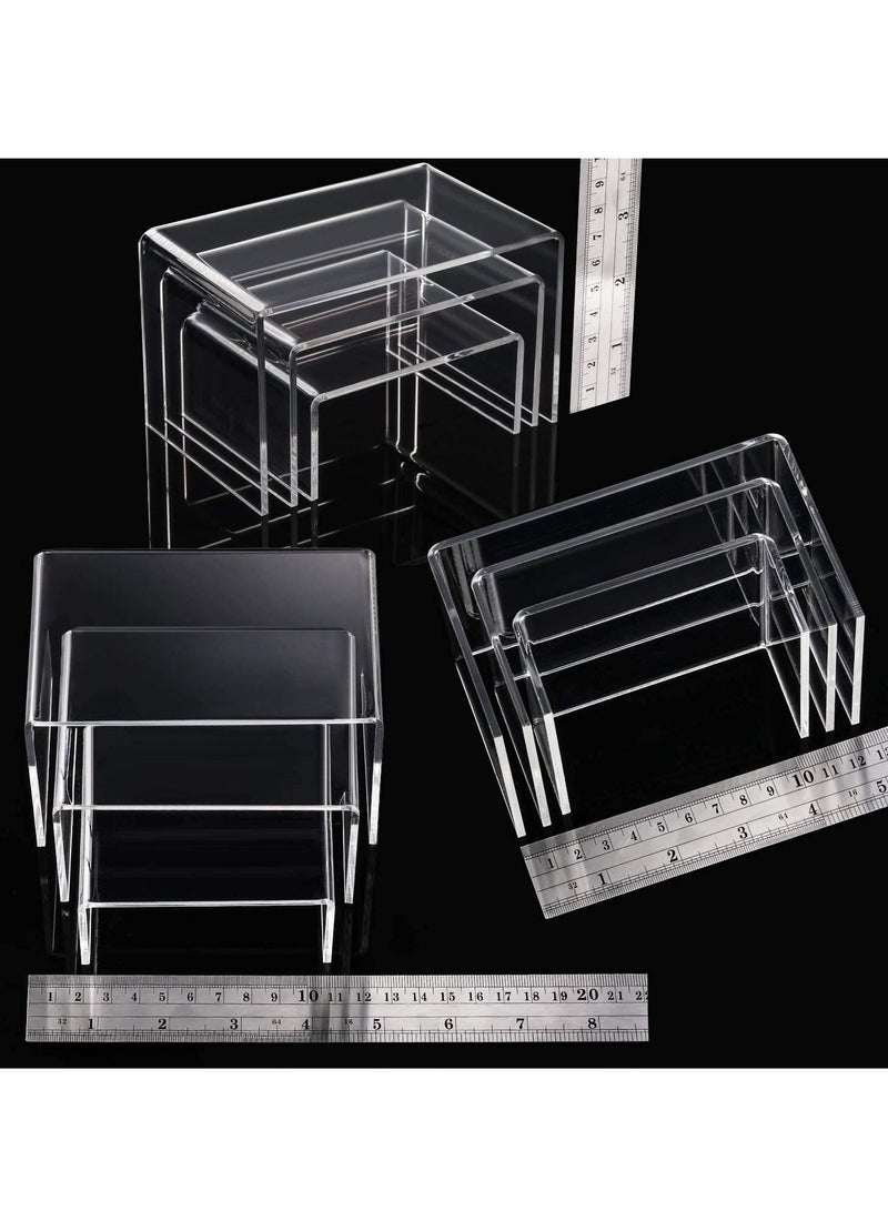 Captaintech 4 Pcs Acrylic Risers Display Clear Showcase Shelf Figures Buffets Cupcakes Jewelry Display Stands for Table Decorations - Image 5