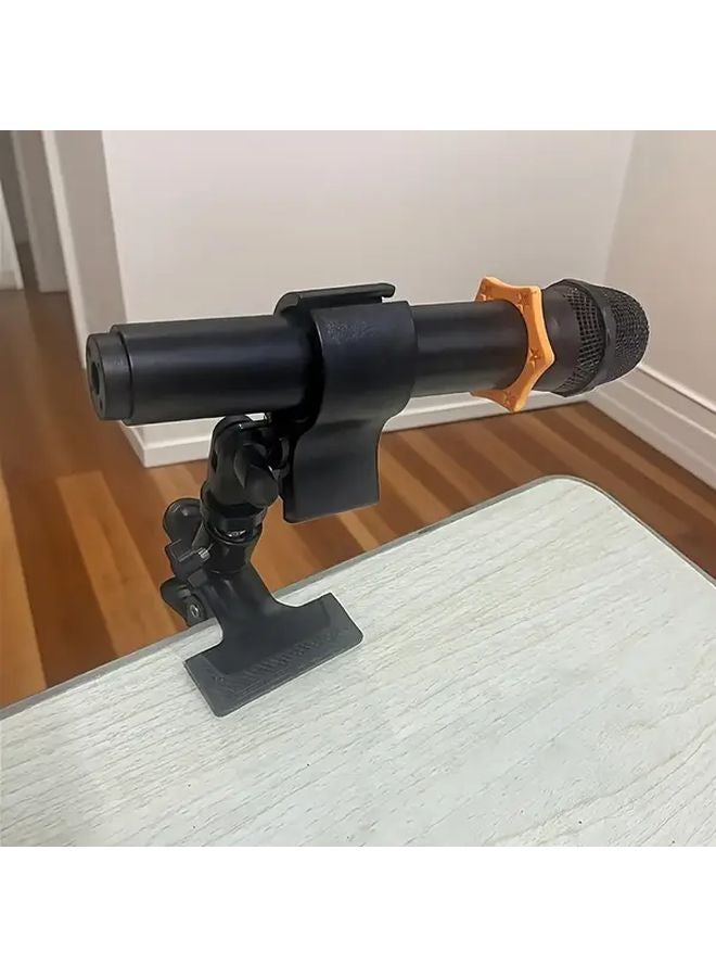 Heavy Duty Adjustable Microphone Stand Holder With Metal Clamp Sturdy Black Boom Arm - Image 1