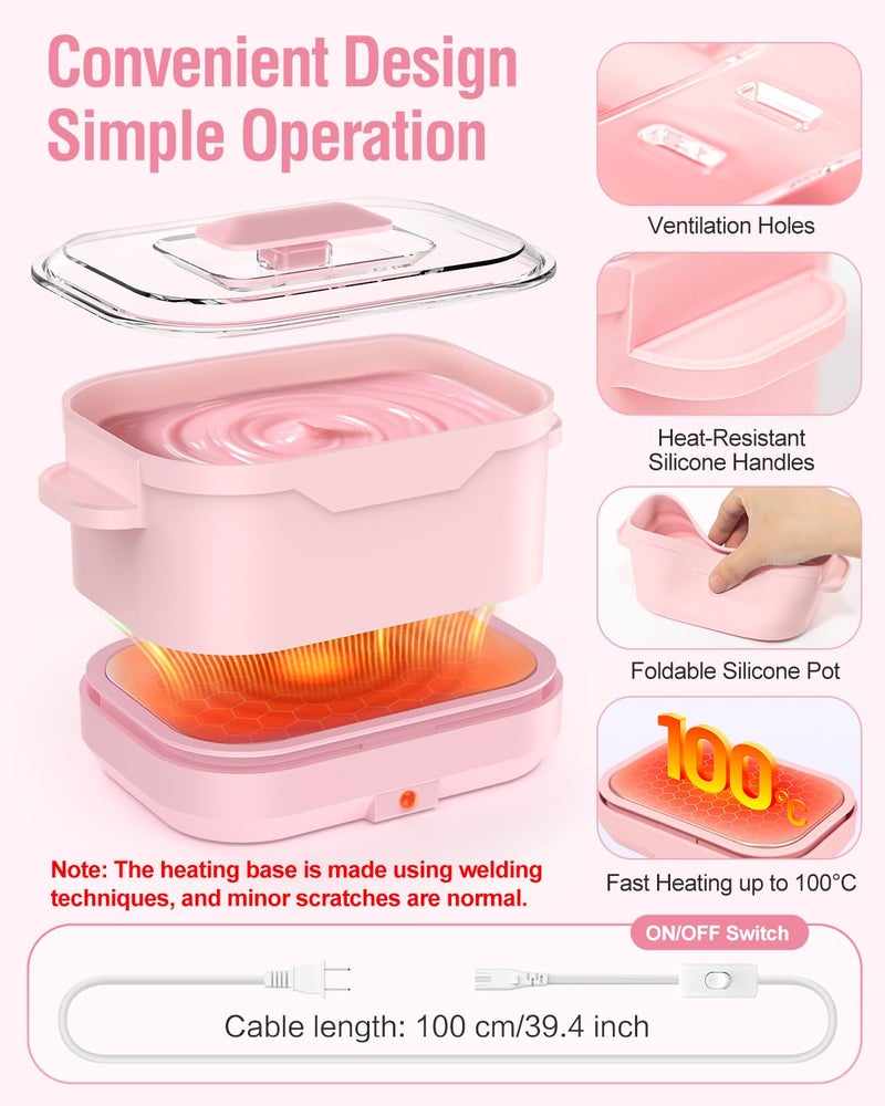BELOVING Silicone Wax Warmer for Hair Removal, Foldable Waxing Heater Machine for Melting Hard Soft Wax Beads, 18.6oz Electric Waxing Kit Silicone Wax Pot - Beginner Friendly, Fast Heating, Easy to Clean - Image 4
