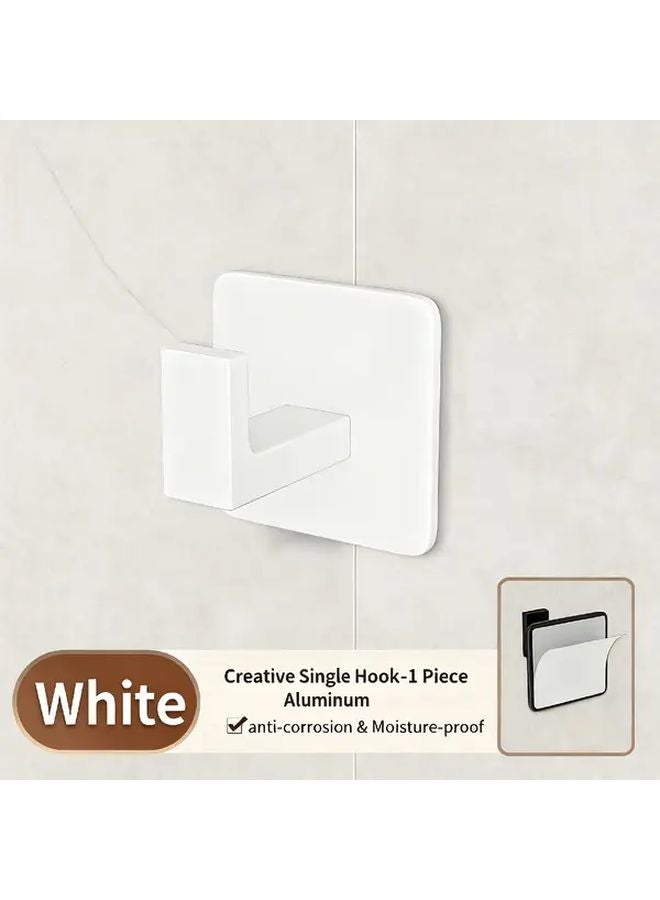 6pcs Square Self Adhesive Towel Hooks Right Angle Design Matte White Metal - Image 4