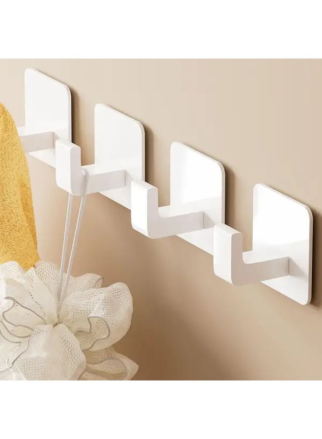 6pcs Square Self Adhesive Towel Hooks Right Angle Design Matte White Metal - Image 2